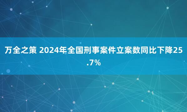 万全之策 2024年全国刑事案件立案数同比下降25.7%