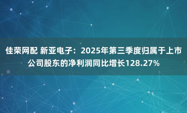 佳荣网配 新亚电子：2025年第三季度归属于上市公司股东的净利润同比增长128.27%