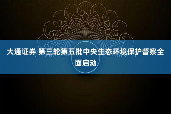大通证券 第三轮第五批中央生态环境保护督察全面启动