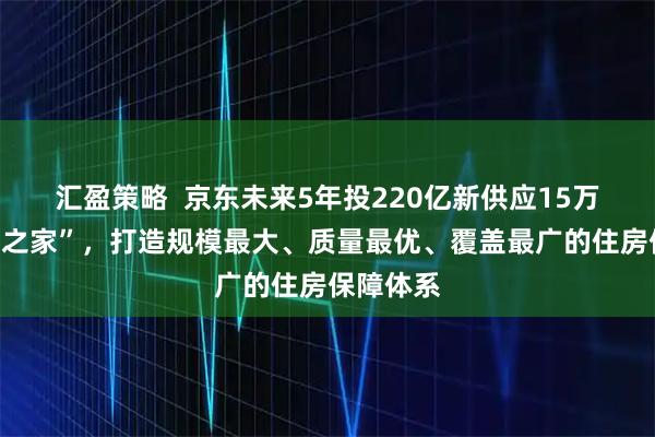 汇盈策略  京东未来5年投220亿新供应15万套“小哥之家”，打造规模最大、质量最优、覆盖最广的住房保障体系